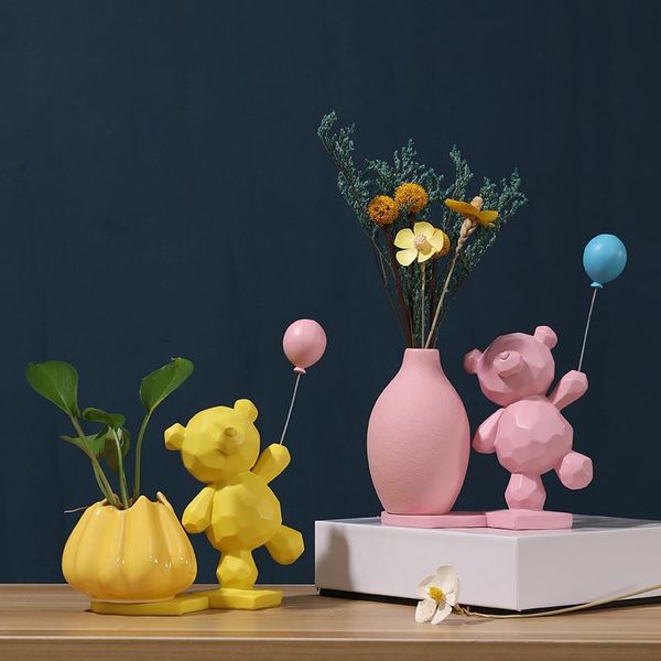 

vases creative bear ceramic vase decor dried flowers centerpieces for weddings bottle crafts cute living room home decoration