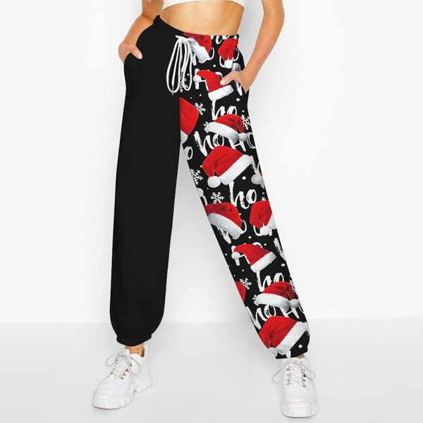 

women's pants & capris casual oversize patchwork women streetwear baggy sweatpants trousers joggers hip hop sports loose, Black;white