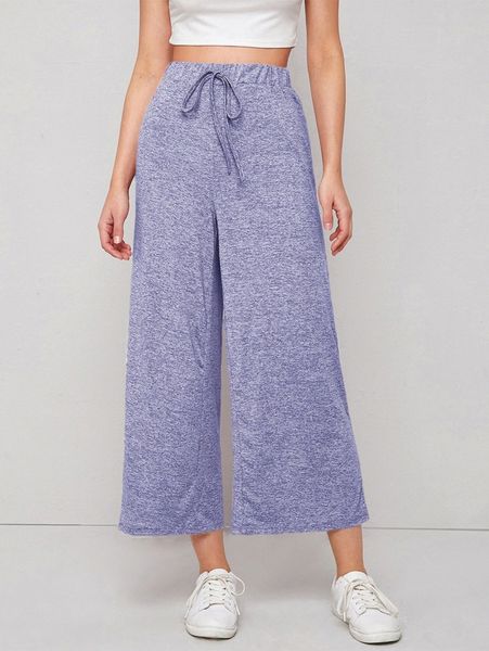 

knot waist wide leg pants s5kl#, Black;white