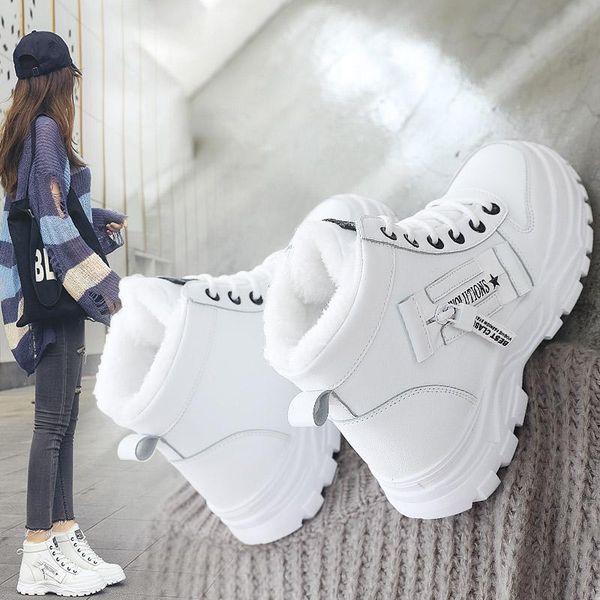 

boots 2021 fashion ladies joker cotton shoes plus velvet padded women's warm winter snow, Black