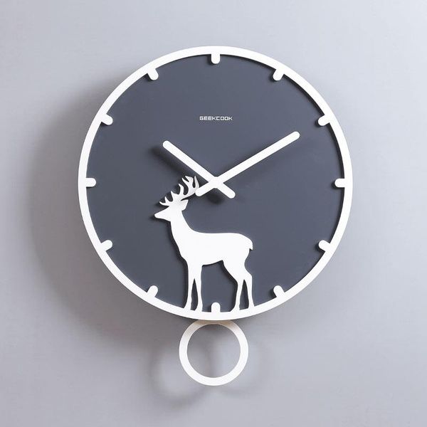

wall clocks deer nordic clock simple modern living room with pendulum bedroom round orologio casa home decoration ss50wc