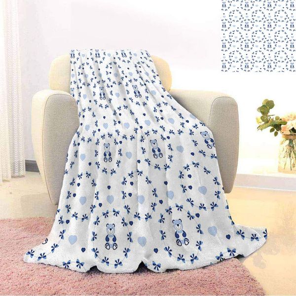 

kids decor soft throw blankets, baby nursery decor ribbons teddy bears children hearts art fuzzy winter warm flannel blanket for