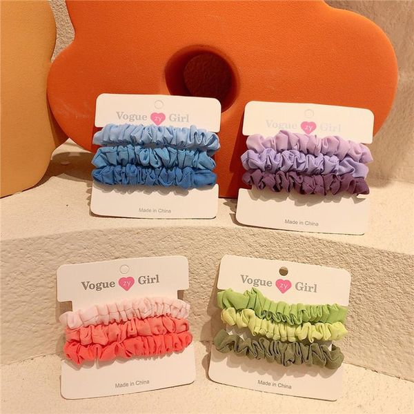 

hair accessories 3 pcs korean fashion children's ponytail sweet girl simple beautiful colorful fabric large intestine circle, Slivery;white