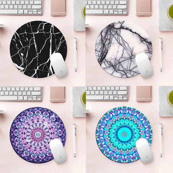 

mouse pads & wrist rests marble pattern round pad planet series mat desknon-slip rubber pc desk gamer for laptop