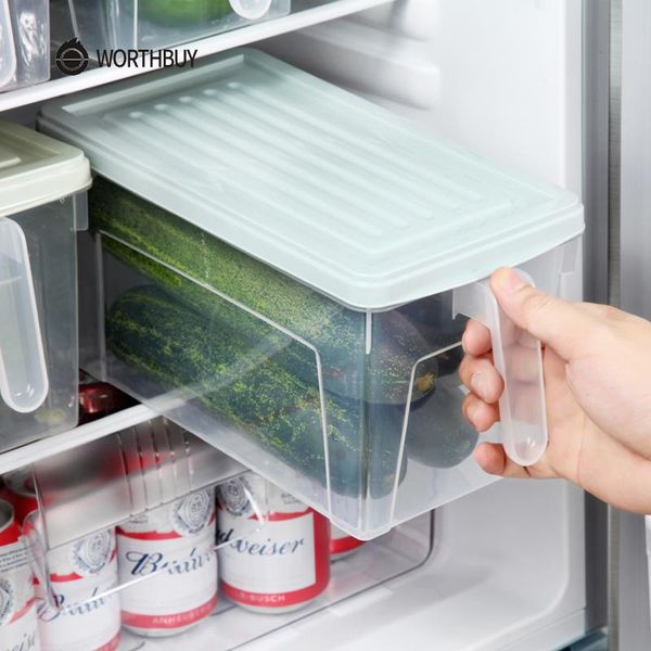 

storage bottles & jars refrigerator organizer bpa plastic kitchen container with lid handle fruit vegetable food box