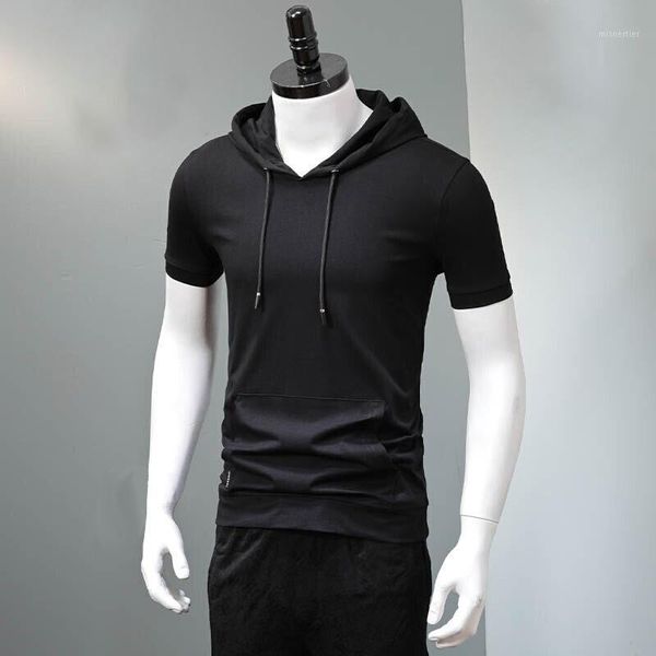 

men's t-shirts hooded short sleeve summer sport shorts suitable for home leisure and entertainment sports, White;black