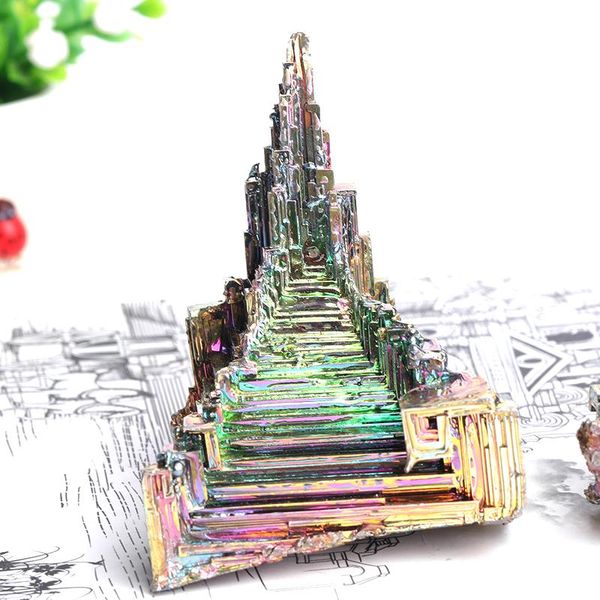 

decorative objects & figurines natural bismuth tower metal mineral pyramid stones gemstone reiki healing stone meditation collection or home