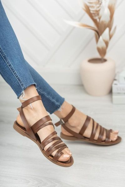 

sandals women's leather brown casual, Black