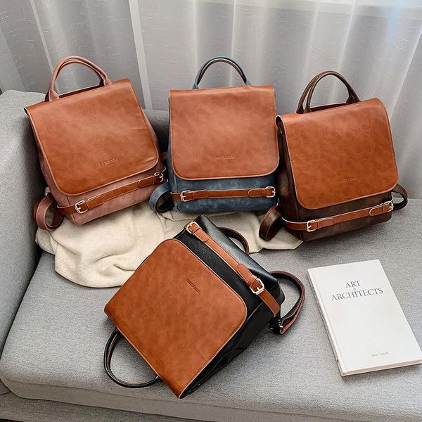 

outdoor bags women's 2021 retro backpack student zipper portable travel