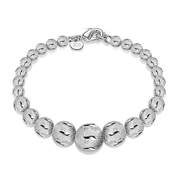 

beaded bracelet silver color simple fashionable diy beads for women charming jewelry gift 2021 link, chain, Black