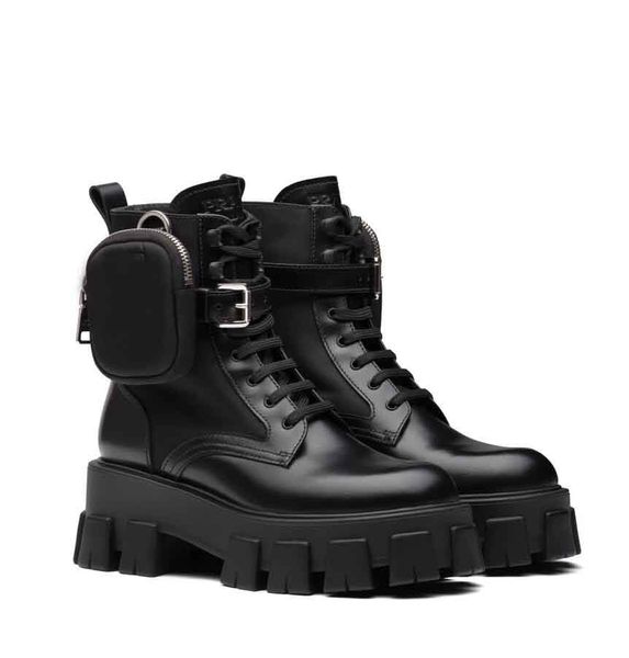 

prefect winter brand monolith ankle boots black brushed leather & nylon combat boot chunky lug sole platform motorcycle booties footwear eu3
