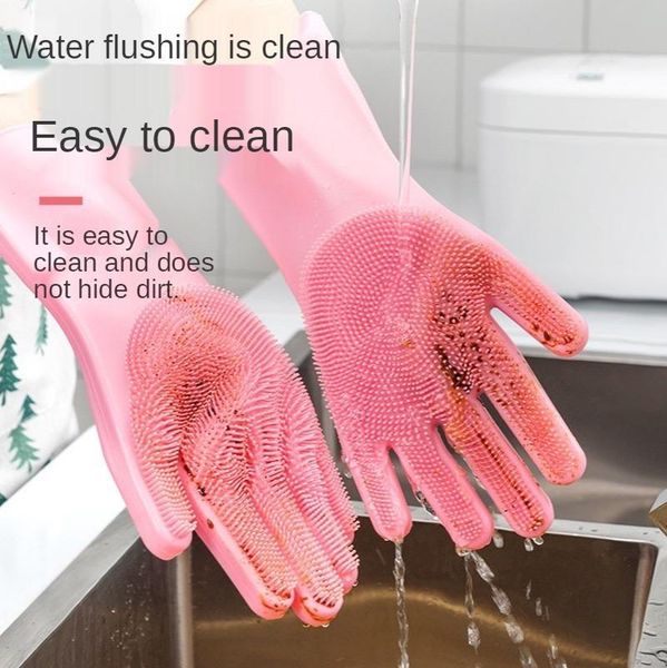 

disposable gloves 1 pair female household magic dish washing rubber kitchen durable waterproof silicone