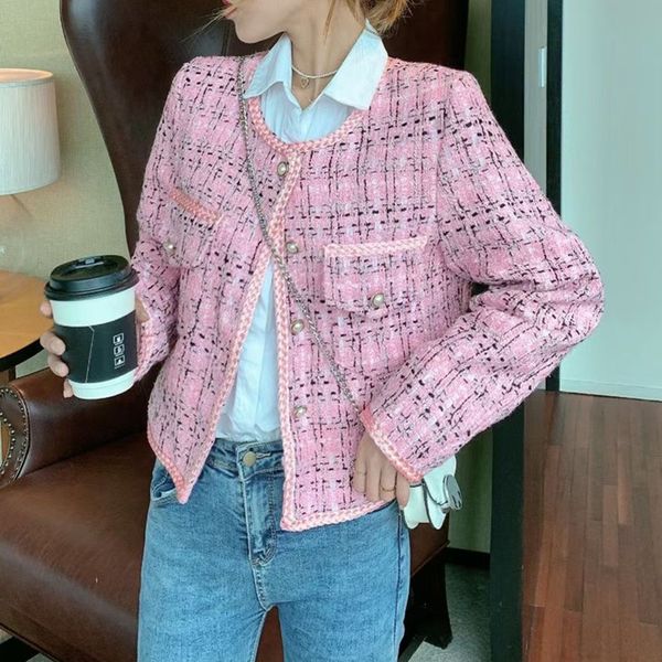 

two piece dress zawfl - women's long plaid tweed jacket, autumn and winter korean tights, walkway, 2021, White