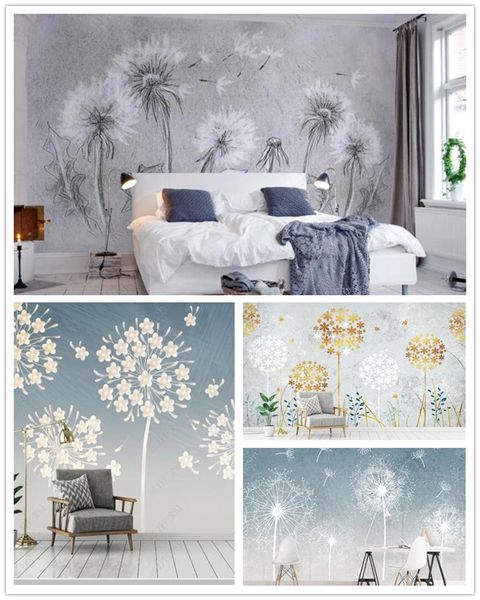 

wallpapers papel de parede nordic abstract dandelion plant modern 3d wallpaper,living room tv wall kids' bedroom papers home decor