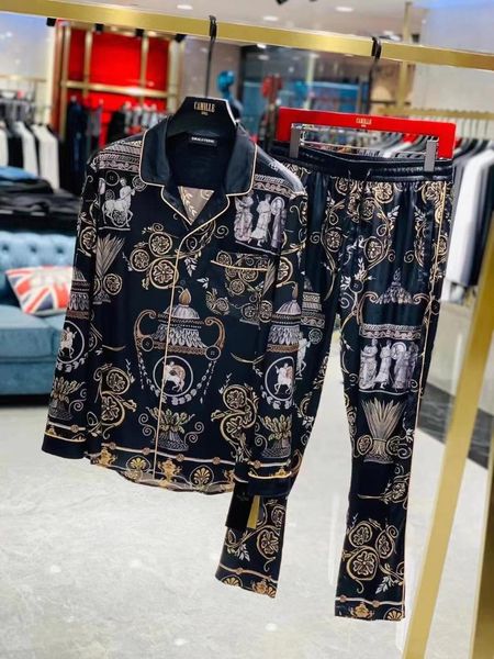 

men's tracksuits k01279 fashion sets 2021 runway luxury european design party style clothing, Gray