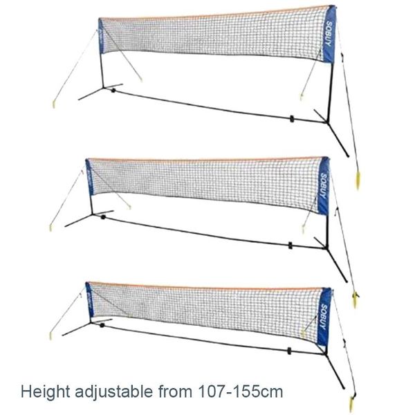 

portable badminton net rack kit steel pipe battledore set mid line shuttlecock nets 3.1/4.1/5.1/6.1m sets