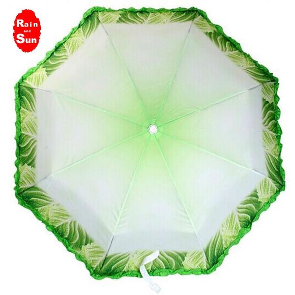

umbrellas rainandsun three-folding umbrella portable strong windproof creative fashion fresh simulation cabbage lettuce vegetable