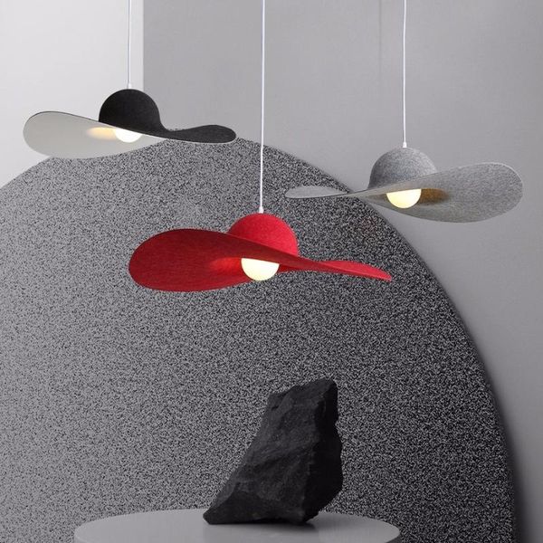 

pendant lamps modern creative fabric hat lights nordic designer bedroom study restaurant hanging lamp living room decor