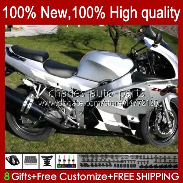 Verkleidungen für KAWASAKI NINJA ZX 6R 636 600CC 600 CC silberweiß ZX-636 ZX6R 94 95 96 97 Karosserie 50HC.82 ZX636 ZX-6R 94-97 ZX600C ZX600 ZX 6 R 1994 1995 1996 1997 Karosserie-Kit