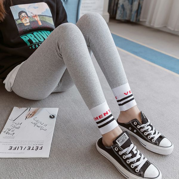 

maternity bottoms 95% cotton maternity skinny legging chic ins fashion pencil pants clothes for pregnant women slim pregnancy casual bottoms, White