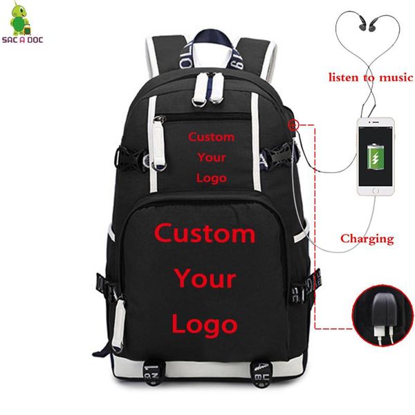 

backpack diy usb charging canvas back pack travel bagpack lapbackpacks bag casual large capacity mochila can custom image