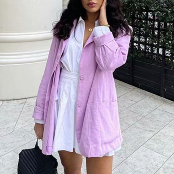 

women's suits & blazers women fashion single button thin blazer coat vintage long sleeve pockets female outerwear chic girls casual blo, White;black