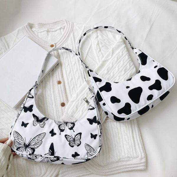 

evening bags women casual nylon half moon animal pattern printing small underarm for ladies simple female shoulder