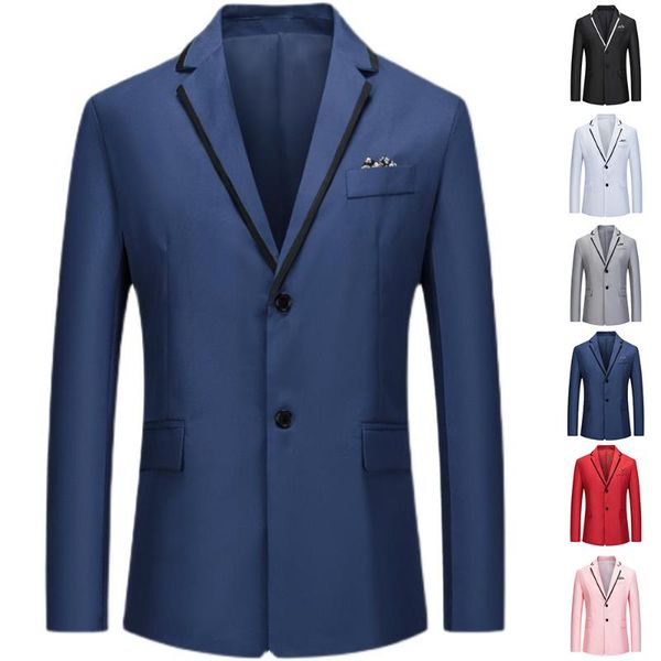 

men's suits & blazers mens solid suit coat slim fit single-breasted business formal blazer casual jacket, White;black