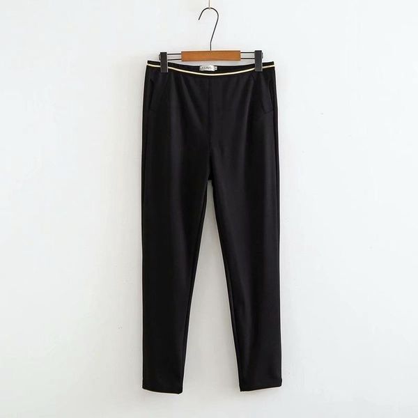 

plus size pants xl-4xl women's stretchable casual solid slim, Black