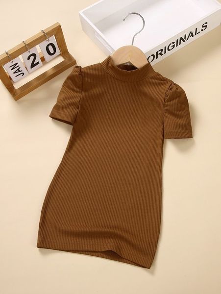

toddler girls puff sleeve mock neck tee dress she, Red;yellow