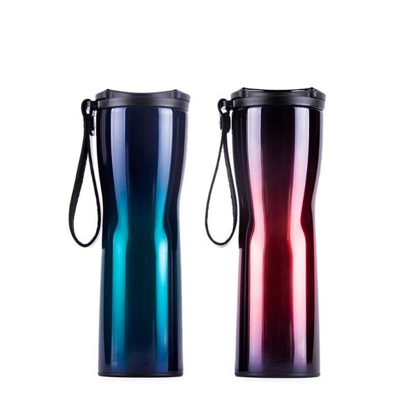 

water bottles kiss fish moka smart cup oled temperature vacuum flasks thermoses with leather rope mug