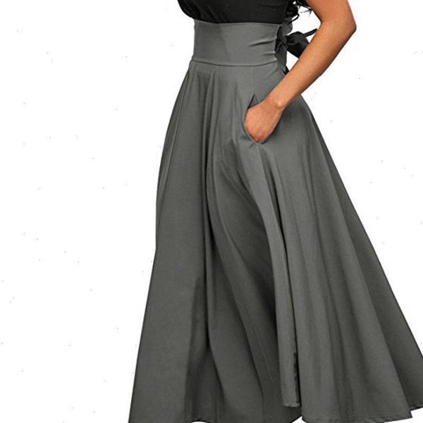 

vintage women skirt lady stretch high waist skater flared pleated swing long loose casual party club, Black