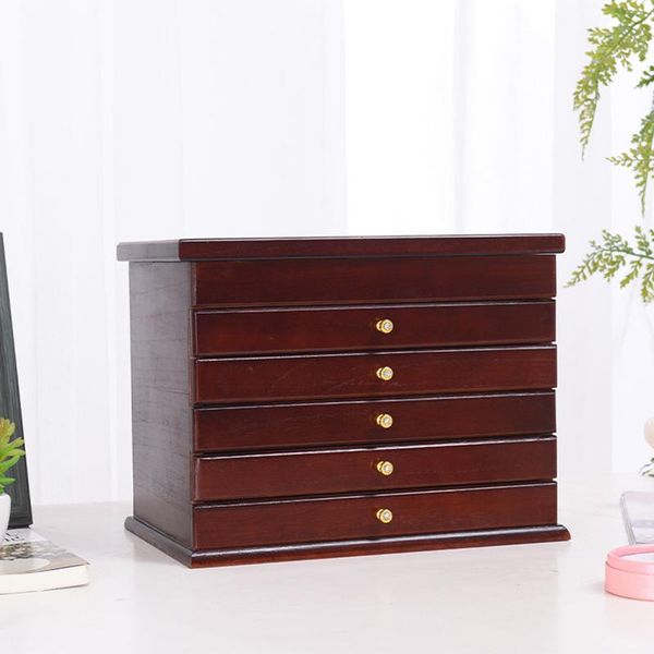 

jewelry pouches, bags luxury wood multi layer storage box case vintage deskorganizer large drawer gift ideas, Pink;blue