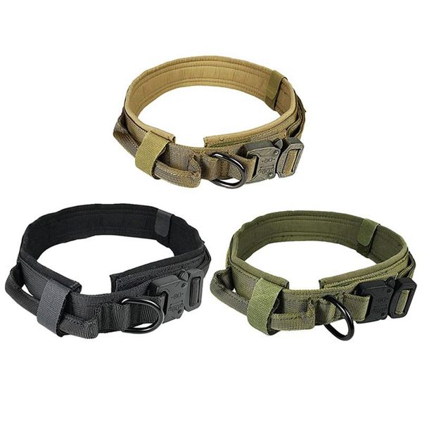 

adjustable nylon dog collar tactical metal buckle with control handle vest for training collars & leashes