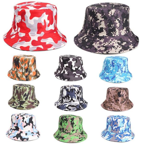 

2021 fashion joker camouflage print bucket hat fisherman hat outdoor travel hat sun cap hats for men and women fast ship, Blue;gray