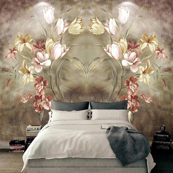

wallpapers custom 3d wall mural european style retro flowers art po wallpaper living room bedroom background painting papel de parede