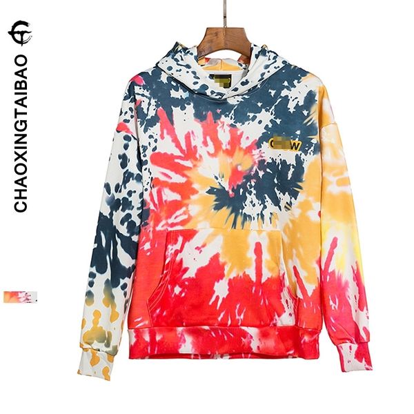 

cxtb national fashion tie dyed hooded sweater for men and women, Black