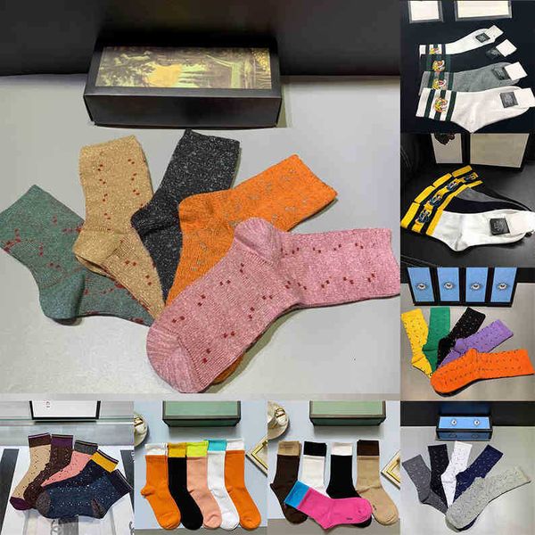 

20ss designer mens socks wolf embroidery casual tiger pure cotton sports winter men embroidery socks gift box set, Black