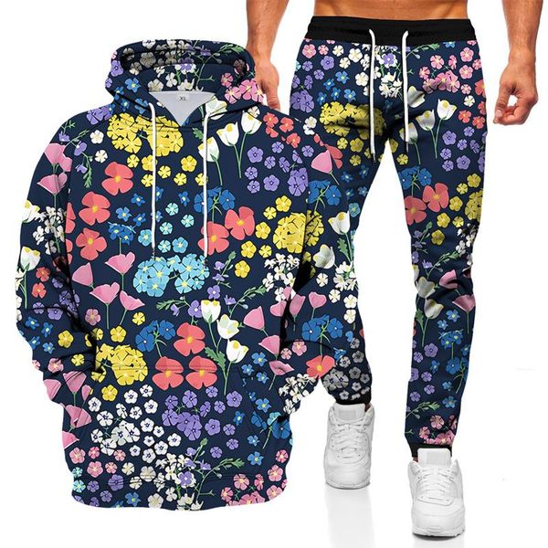 

men's hoodies & sweatshirts long sleeve flower printing trendy shirt and hat sports wear street, Black