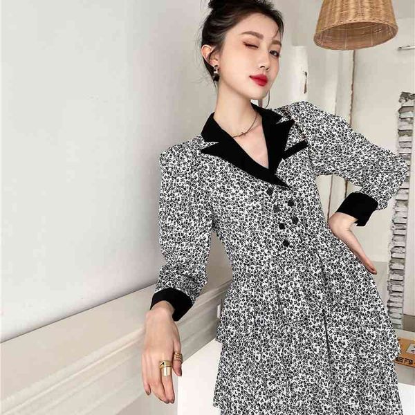 

casual dresses vintage puff sleeve black and whtie 2021 women fashion long ladies tunic mini tiered dress korean style 8x95, Black;gray
