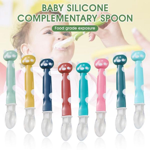 

cups, dishes & utensils soft baby silicone spoon first stage self-feeding trainer gift children tableware training infant feeding tools
