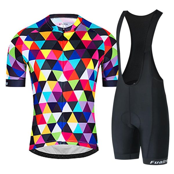 

racing sets fualrny pro cycling jersey set men bicycle lightweight mtb seamless process bike clothing shirt, Black;blue