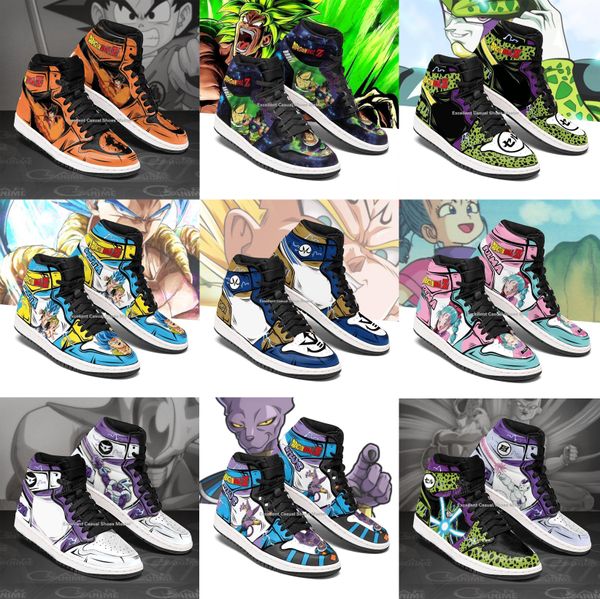 

men women high heel 3d anime shoes luxurys designers sneakers dragon goku vegeta gogeta goten shenron bulma broly bardock frieza, Black