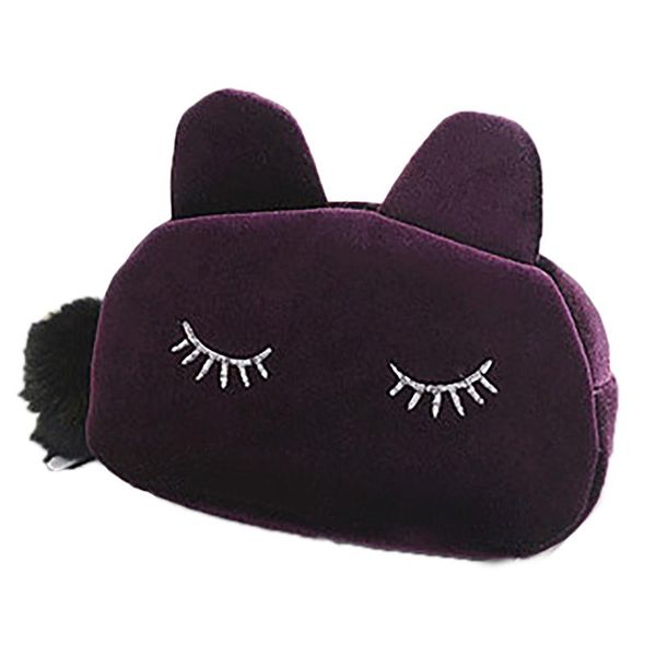 

cartoon cat velvet solid color makeup bags design cosmetic make up organizer bag women cosmetics necessaries & cases