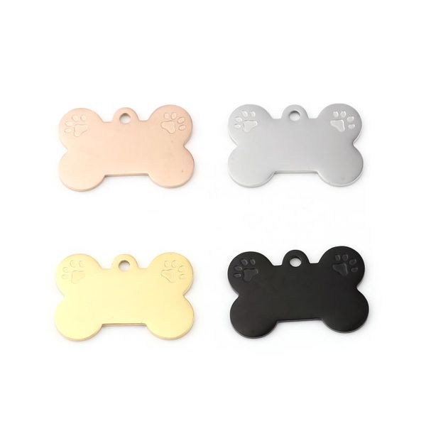 

charms stainless steel pet memorial pendants bone rose gold blank stamping tags for handemade pets collar necklace jewelry , 1 piece, Bronze;silver