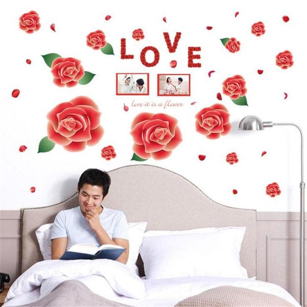 

wallpapers kakuder wall stickers bedroom romantic decoration rose flower living room background kitchen