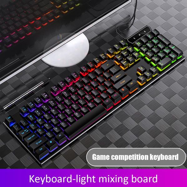 

wired gaming keyboard mechanical feeling backlit keyboards usb 104 keycaps waterproof computer game for lappc mice