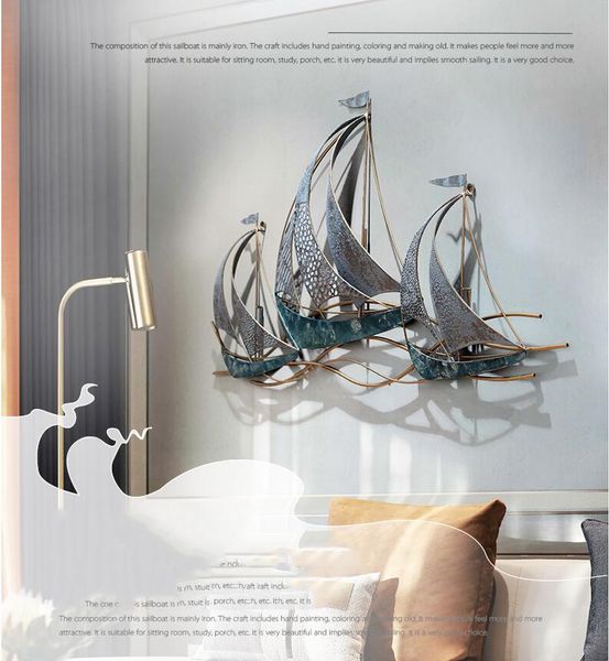 

wall stickers modern creative wrought iron hanging sailboat home livingroom background mural crafts el 3d sticker decoration