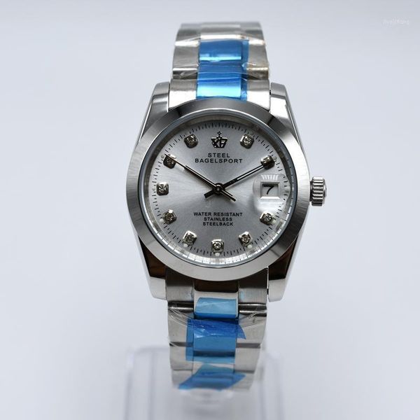 

brand daydate stainless steel 36mm luxury men mechanical automatic watch diamond gold wristwatches, Slivery;brown