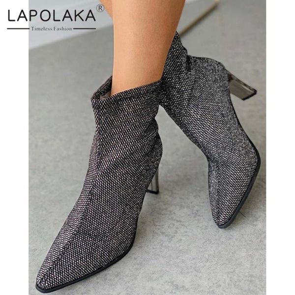 

boots lapolaka 2021 strange style ins dropship woman shoes high heels trendy wholesale party booties ladies, Black